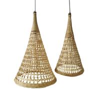 DKD Home Decor Set de 2 Lámparas de Techo de Bambú, 50x50x95 cm, Marrón Natural