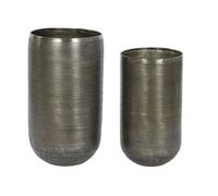 DKD Home Decor Set de 2 Maceteros de Aluminio Envejecido Verde Musgo y Dorado