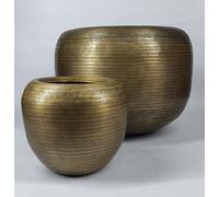 DKD Home Decor Set de 2 Maceteros de Aluminio Patinado Dorado