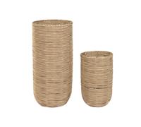 DKD Home Decor Set de 2 Maceteros de Fibra Trenzada y Metal Bicolor
