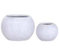 DKD Home Decor Set de 2 Maceteros de Magnesia y Fibra de Vidrio Crudo 55x55x38 cm