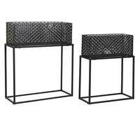 DKD Home Decor Set de 2 Maceteros Metálicos Negros 60x22x70 cm