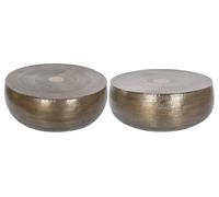 DKD Home Decor Set de 2 Mesas de Centro de Aluminio Dorado 120x120x45