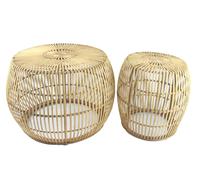 DKD Home Decor Set de 2 Mesas de Centro de Bambú Natural 70x70x50 cm
