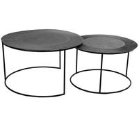 DKD Home Decor Set de 2 Mesitas Auxiliares de Metal y Aluminio Negro