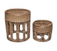 DKD Home Decor Set de 2 Mesitas Auxiliares de Mimbre Natural