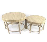 DKD Home Decor Set de 2 Mesitas Auxiliares de Ratán Natural