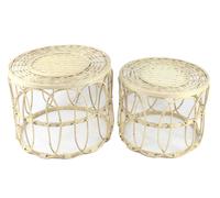 DKD Home Decor Set de 2 Mesitas Auxiliares de Ratán Natural