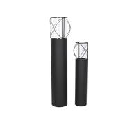 DKD Home Decor Set de 2 Portavelas de Metal y Cristal Negro