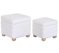 DKD Home Decor Set de 2 Reposapiés con Almacenaje Interior, Crudo y Marrón