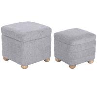 DKD Home Decor Set de 2 Reposapiés con Almacenaje Interior, Gris Claro y Marrón