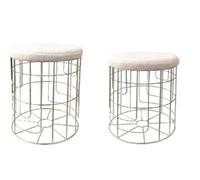 DKD Home Decor Set de 2 Reposapiés Dorado y Blanco