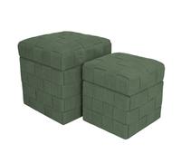 DKD Home Decor Set de 2 Reposapiés Verde Menta con Tapa