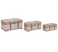 DKD Home Decor Set de 3 Baúles de Madera y Poliéster Multicolor