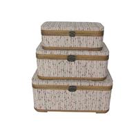 DKD Home Decor Set de 3 Baúles de Madera y Poliéster Multicolor