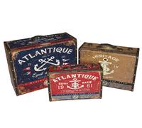 DKD Home Decor Set de 3 Cajas de Almacenaje Ancla Multicolor