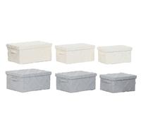DKD Home Decor Set de 3 Cajas de Almacenaje Kondo Poliéster 40x30x20 cm