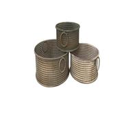 DKD Home Decor Set de 3 Cestas de Metal Envejecido Multicolor 43x42x17 cm