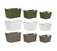 DKD Home Decor Set de 3 Cestos de Almacenaje Brillantes en Polipropileno y Madera