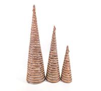 DKD Home Decor Set de 3 Conos de Ratán con LED Natural 20x20x80 cm