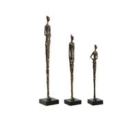 DKD Home Decor Set de 3 Figuras de Personas en Resina y Mango