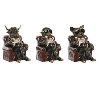DKD Home Decor Set de 3 Figuras de Resina en Colores Dorado y Marrón