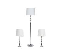 DKD Home Decor Set de 3 Lámparas con Cristal y Metal, 1 de Pie y 2 de Sobremesa