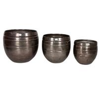 DKD Home Decor Set de 3 Maceteros de Aluminio Gris Brillante 40x40x40,5 cm