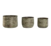 DKD Home Decor Set de 3 Maceteros de Aluminio Mundra Patinado Verde 17x17x13 cm