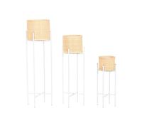 DKD Home Decor Set de 3 Maceteros de Bambú y Metal Blanco y Natural