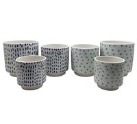 DKD Home Decor Set de 3 Maceteros de Cerámica con Pinceladas