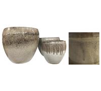 DKD Home Decor Set de 3 Maceteros de Cerámica Vidriada Bicolor 38x38x33 cm
