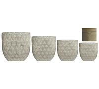 DKD Home Decor Set de 3 Maceteros de Cerámica Vidriada Blanco Roto 35x35x35 cm