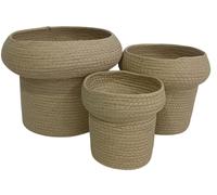 DKD Home Decor Set de 3 Maceteros de Fibra 29x29x25 cm Marrón Claro