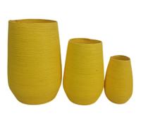 DKD Home Decor Set de 3 Maceteros de Fibra Amarillo 30x30x60 cm