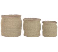 DKD Home Decor Set de 3 Maceteros de Fibra Natural 35x35x35 cm
