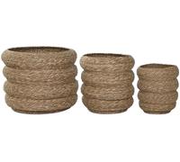 DKD Home Decor Set de 3 Maceteros de Fibra Trenzada Natural