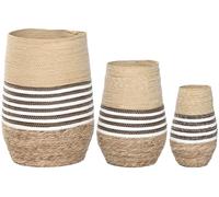 DKD Home Decor Set de 3 Maceteros de Fibra Trenzada Natural