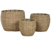 DKD Home Decor Set de 3 Maceteros de Fibra y Metal Marrón