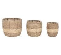 DKD Home Decor Set de 3 Maceteros de Fibra y Metal Natural
