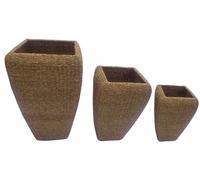 DKD Home Decor Set de 3 Maceteros de Seagrass y Metal Natural