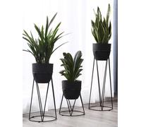 DKD Home Decor Set de 3 Maceteros Metálicos Negros 38x38x80 cm