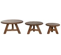 DKD Home Decor Set de 3 Mesas de Centro de Teca Reciclada 80x80x45 cm