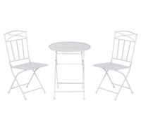 DKD Home Decor Set de 3 Mesas de Hierro Plegables con Diseño de Hojas Blanco