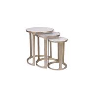 DKD Home Decor Set de 3 Mesitas Auxiliares de Mármol Patinado