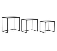 DKD Home Decor Set de 3 Mesitas Auxiliares de Metal y Cristal Negro