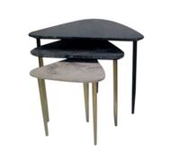 DKD Home Decor Set de 3 Mesitas Auxiliares Mesda de Mármol y Metal