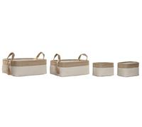 DKD Home Decor Set de 4 Cestas de EVA y Poliéster Natural y Crema 36x26x14 cm
