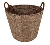 DKD Home Decor Set de 4 Cestas Leòera Fibra y Metal Natural