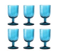 DKD Home Decor Set de 6 Copas de Cristal Burbujas Turquesa 300ml